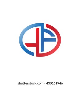 LF initial letters looping linked ellipse logo red blue