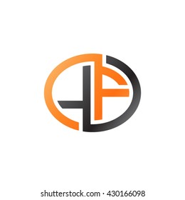 LF initial letters looping linked ellipse logo orange black