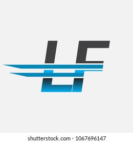 LF initial logo company name colored black and blue, Simple and Modern Logo Design.