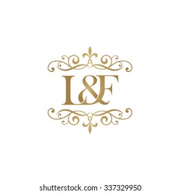 L&F Initial logo. Ornament ampersand monogram golden logo