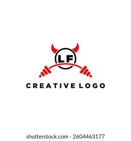 LF initial monogram for fitnes or gym logo with devil style design