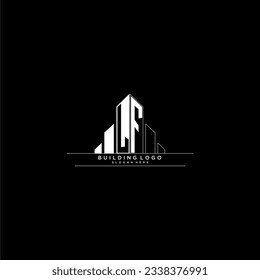 LF initial monogram logo for real estate with building style