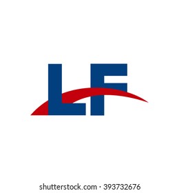 LF initial overlapping swoosh letter logo blue red
