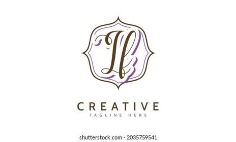 LF Initials, handwriting logo vector