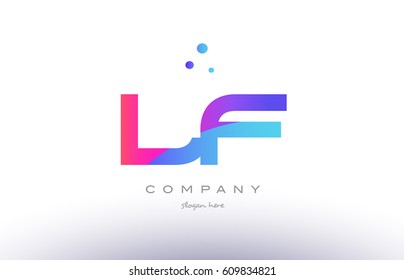lf l f  creative pink purple blue modern dots creative alphabet gradient company letter logo design vector icon template