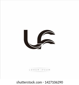 lf l f Initial Letter Split Lowercase Modern Monogram linked outline rounded logo