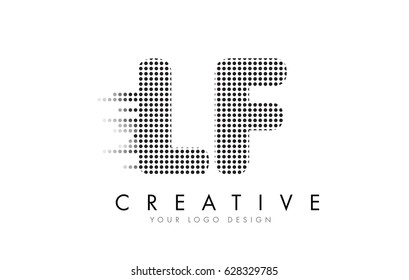 LF L F Letter Logo Design with Black Dots and Bubble Trails.