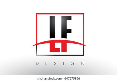 LF L F Logo Letters with Red and Black Colors and Swoosh. Creative Letter Design Vector.