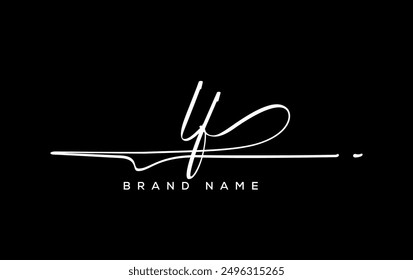 LF letter beauty handwriting vector logo. 
