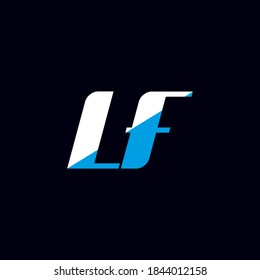 LF letter logo design on black background. LF creative initials letter logo concept. LF icon design. LF white and blue letter icon design on black background. L F	
