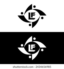 LF logo. L F design. White LF letter. LF, L F letter logo design. Initial letter LF linked circle uppercase monogram logo. L F letter logo vector design.
