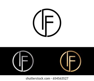Lf Logo. Letter Design Vector with Red and Black Gold Silver Colors
