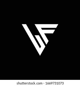 LF Logo letter monogram with triangle shape design template isolated on black background