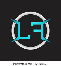 Monograma de logotipo LF con plantilla de diseño de forma circular y de cuatro ejes