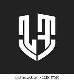 LF Logo monogram with emblem shield shape design isolated on black background