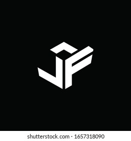 LF logo monogram with emblem style ribbon design template