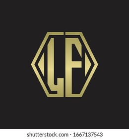 LF-Logo-Monogramm mit hexagon-zeitiger, abgerundeter Design-Vorlage mit goldener Farbe