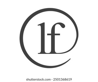 LF logo from two letter with circle shape email sign style. L and F round logotype of business company for brand identity.