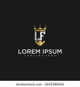 LF Luxusbrief Monogramm für Krone und Schild Logo Design