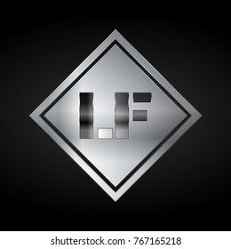 LF Monogram, Silver Logo, Metal Logo, Luxury, Elegant, Abstract, square