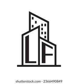 LF  real estate logo with building style , real estate Logo Stock Vector