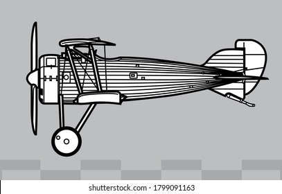 LFG Roland D.IX. World War 1 combat aircraft. Side view. Image for illustration and infographics.