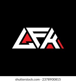 Diseño del logotipo de la letra triangular LFK con forma triangular. Monograma de diseño del logotipo del triángulo LFK. Plantilla de logotipo vectorial de triángulo LFK con color rojo. Logotipo triangular LFK Diseño sencillo, elegante y lujoso.