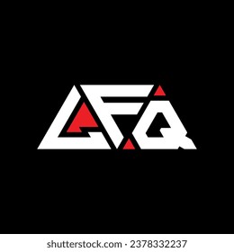 LFQ triangle letter logo design with triangle shape. LFQ triangle logo design monogram. LFQ triangle vector logo template with red color. LFQ triangular logo Simple, Elegant, and Luxurious design.