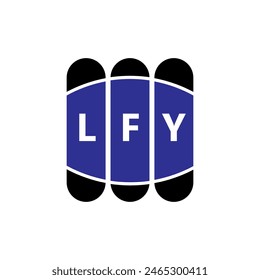 Diseño del logotipo de la letra de LFY sobre fondo blanco.
