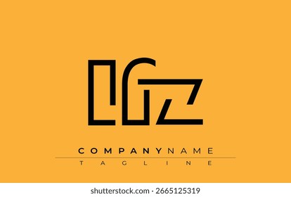 Diseño de carta abstracta LFZ. Diseño moderno del logotipo del negocio con tipografía Abstractas y estilo contemporáneo