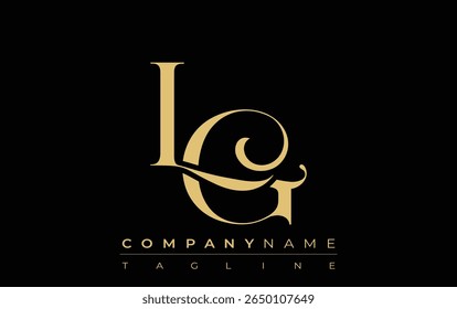 LG Abstract Creative Jewelry Logo. A stylish logo featuring golden monogram initials in an elegant and modern typography, perfect for branding