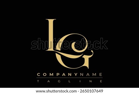 LG Abstract Creative Jewelry Logo. A stylish logo featuring golden monogram initials in an elegant and modern typography, perfect for branding