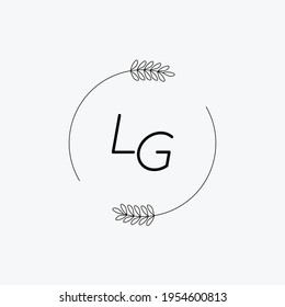Logotipo inicial del vector de belleza LG, logotipo de escritura a mano de la firma inicial