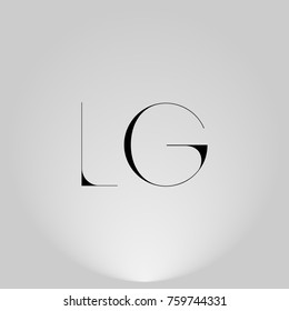 LG Black thin minimalist LOGO Design with Highlight on Gray background.