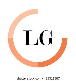 LG business logo icon design template elements. Orange color vectors. Design identity in circle. Alphabet letter