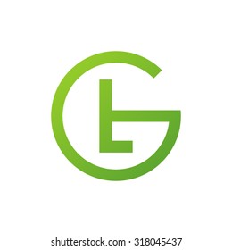 LG GL initial company circle G logo green