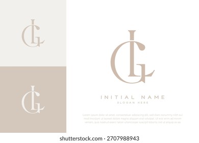 Logotipo de lujo y letra inicial de LG GL