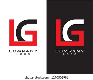 letra de diseño del logotipo inicial de lg/gl con fondo en blanco y negro 