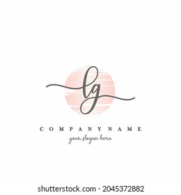 LG Initial handwriting logo vector. Hand lettering With Sunrise for designs.