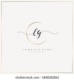 LG Initial Letter handwriting logo hand drawn template vector, logo for beauty, cosmetics, wedding, fashion and business	