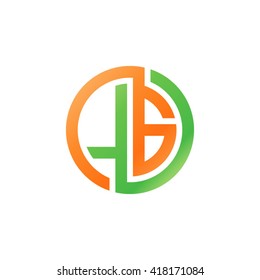 LG initial letters looping linked circle logo orange green