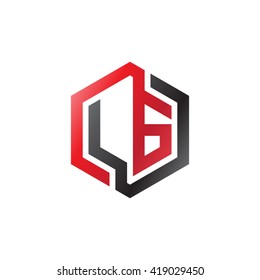 LG initial letters looping linked hexagon logo black red