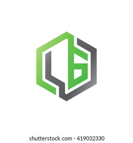 LG initial letters looping linked hexagon logo black green