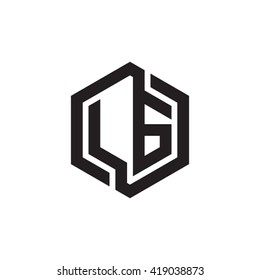 LG initial letters looping linked hexagon monogram logo