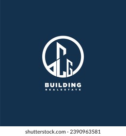 LG initial monogram building logo for real estate with creative circle style design