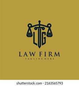 LG initial monogram for lawfirm logo with sword and scale