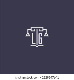 LG initial monogram for lawfirm logo with scales vector image
