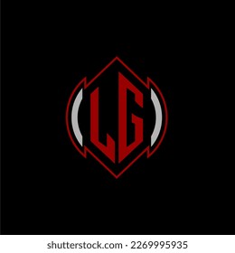 LG initial monogram logo for gaming with Gemoteric line shape style design on isolated background