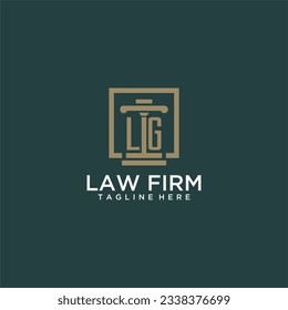 LG initial monogram logo for lawfirm with pillar design in creative square