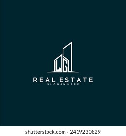 LG initial monogram logo real estate with building style design vector